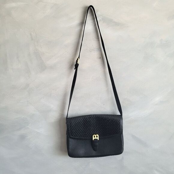 Vintage BALLY Black Woven & Pebbled Leather Shoulder Strap Clutch Bag 11… - Picture 2 of 12